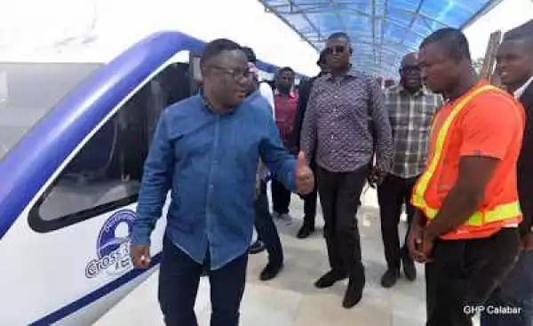 Gov Ben Ayade Hails The First Indigenous Monorail Driver In Cross River. Photos
